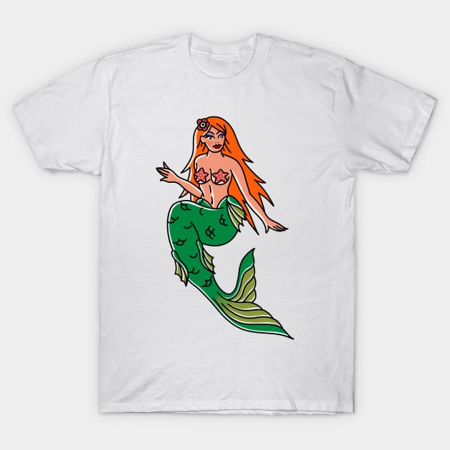 Mermaid Pin Up T-Shirt by drawingsbydarcy